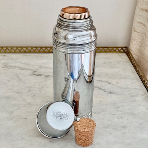 Vintage Silver-Plated Interwar Touring Thermos Flask 1925