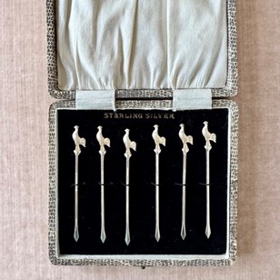 Boxed Art Deco Sterling Silver Cock...
