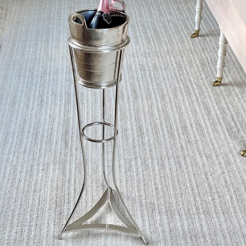 Old Elkington Silver Plated Hotel Champagne Cooler & Stand 1955