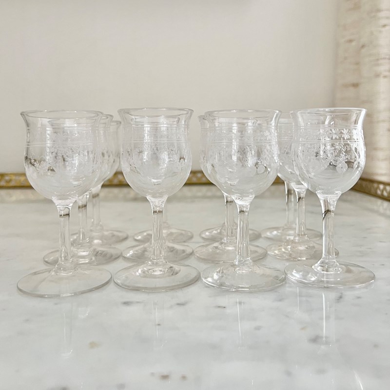 12 Pretty Art Deco Garland Etched Tot Glasses-the-vintage-entertainer-img-4520-main-638242591857079454.jpeg