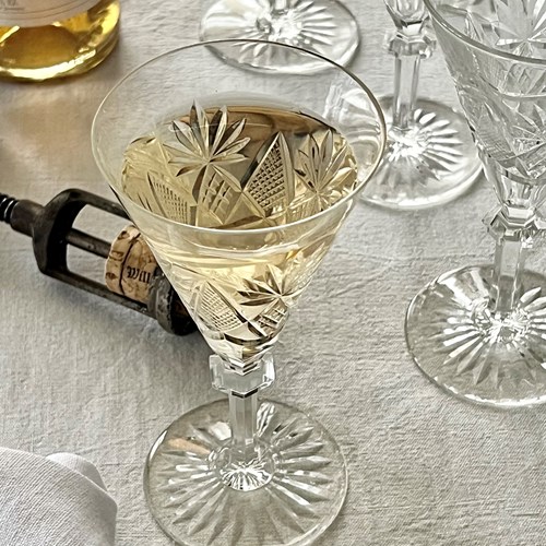 7 Val Saint Lambert Finest Crystal Cocktail or wine Glasses
