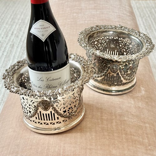 Pair Large Victorian Magnum Wine Coasters