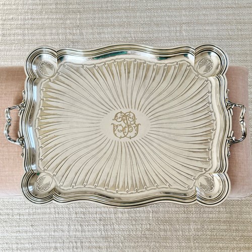 Exceptional Large Christofle Silver Plated Serving Tray Victorian