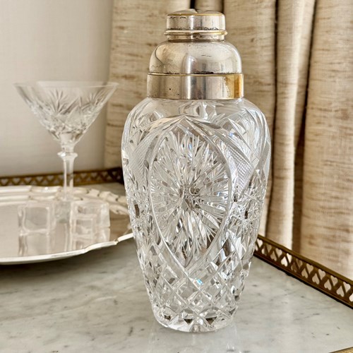 Superb Cut Crystal & Silver Plated Cocktail Shaker