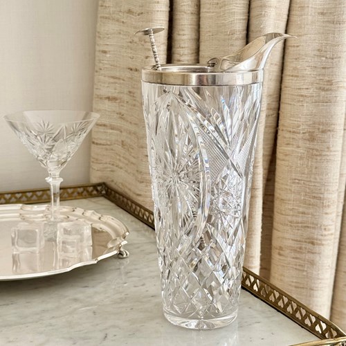 Superb Cut Crystal & Silver Plated Cocktail Stirring Jug