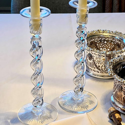 Outstanding Pair Of Victorian Crystal Candlesticks