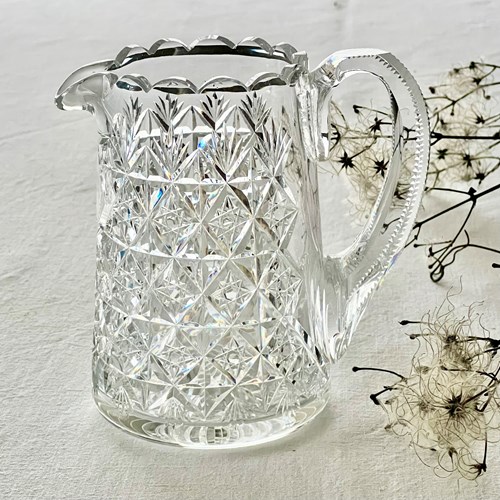 Fine Quality Crown Etched Crystal Jug By Thomas Webb