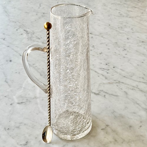 Extra Long Silver Plated Barley Twist Cocktail Bar Spoon