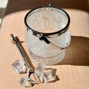 French Frosted Glass Ice Bucket & G...
