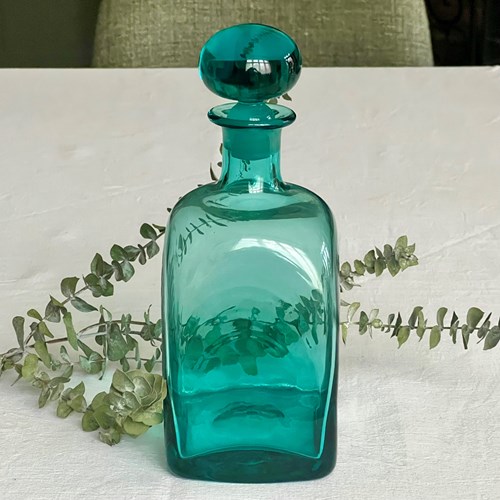 Turquoise Glass Decanter By Frank Thrower For Dartington