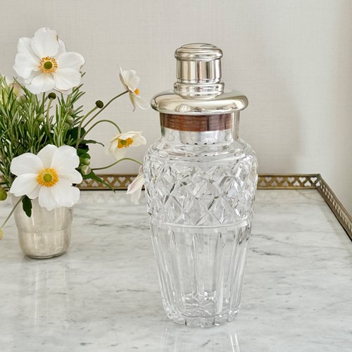 Splendid English Crystal & Silver Plated Cocktail Shaker