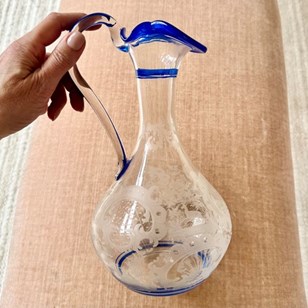 Art Deco Bohemian Etched Claret Jug...