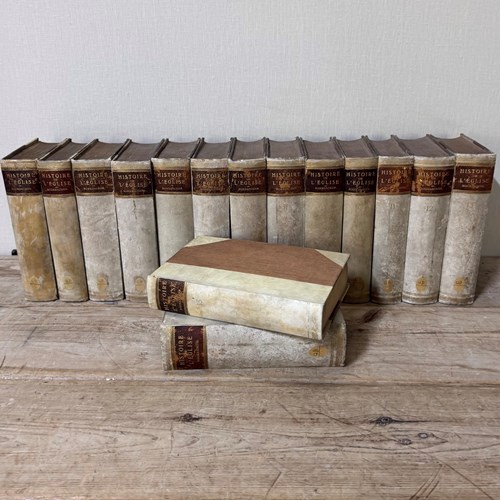 Large Antique Vellum Half Bound Books 1889 ‘Histoire De L’Eglise’