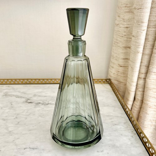 Moser Art Deco Angular Smoked Glass Decanter