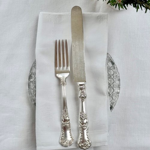 Gorham silver plated dinner knives & forks C1890s for 12 guests