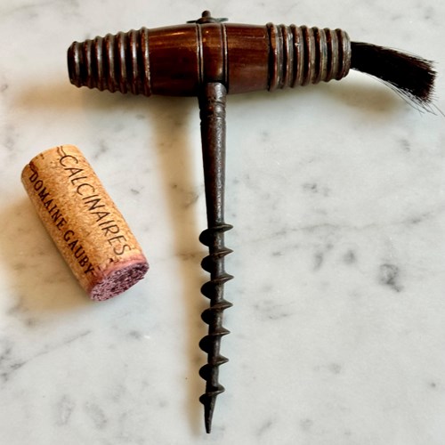 Victorian Wooden Corkscrew With Dust Brush