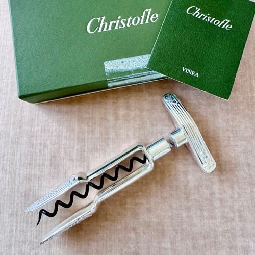 Rare Vintage Christofle Silver Plated Cork Screw