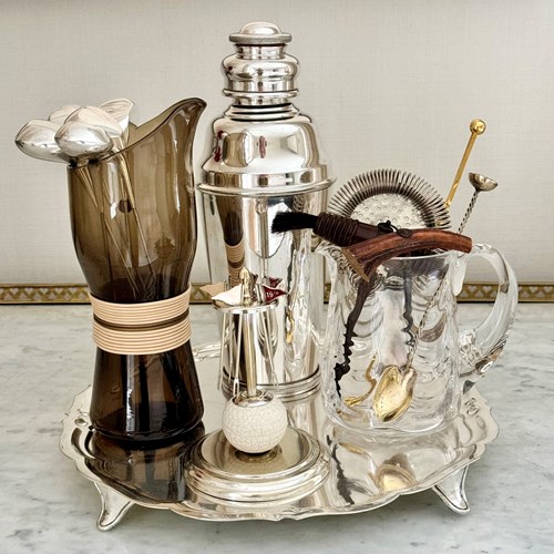 Empoli Faux Rattan & Glass Cocktail Mixing Jug & Spoon