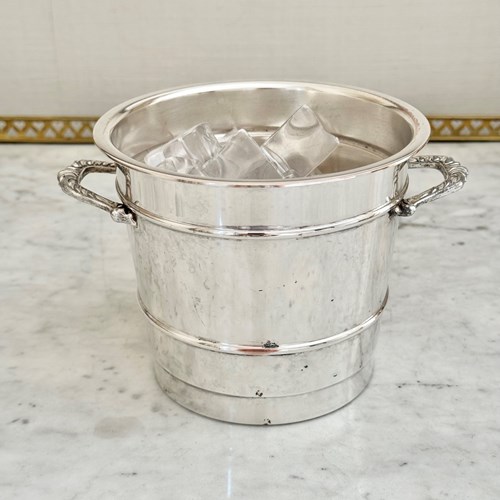1950s silver plated ice bucket with removable ice melt tray