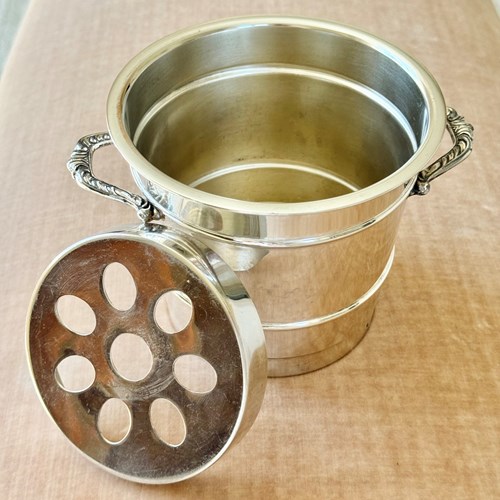 1950S Silver Plated Ice Bucket With Removable Ice Melt Tray