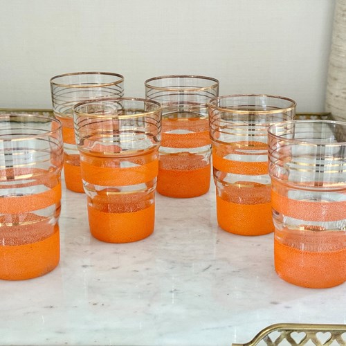 Funky Orange & Gold Bar Tumblers C1960s