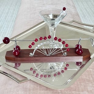 Art Deco Cherry & Wood Cocktail Sti...
