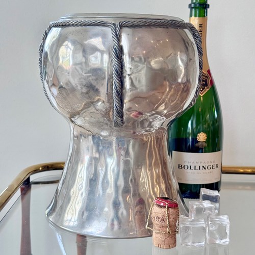 Jean Goardere Hammered Pewter Champagne Cooler C1970
