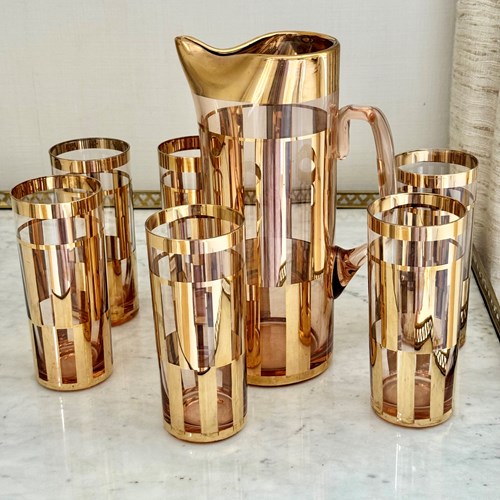 Blush Pink & 22Ct Gold Lemonade Jug & Tumblers Set