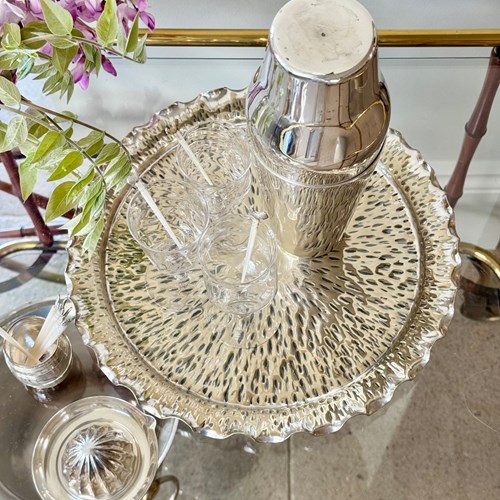 Hukin & Heath Ruffle Rim Round Drinks Serving Tray