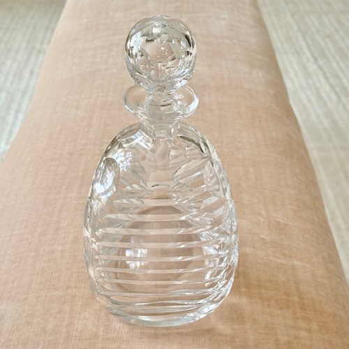 Triangular Stripe & Lens Cut Crystal Whiskey Decanter 1970