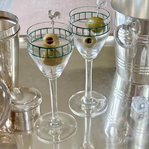 Rare Art Nouveau Cocktail Wine Glasses 1906