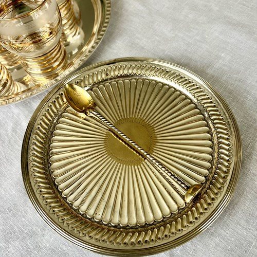 Edwardian Small Round Fluted Silver Plated Tray
