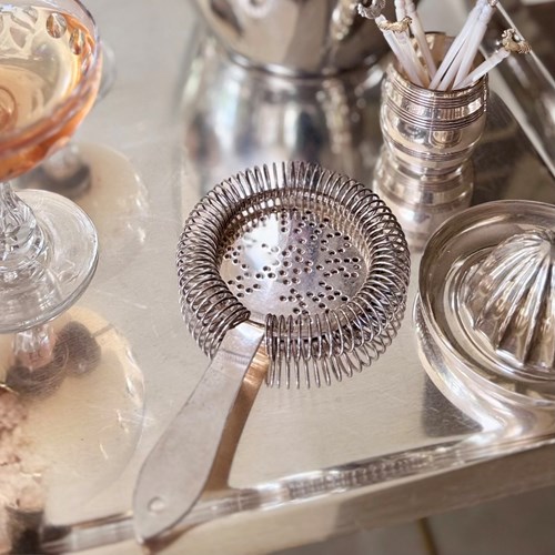 Art Deco Silver Plated Cocktail Bonzer Hawthorne Strainer. Bar Drinks Sieve c1950