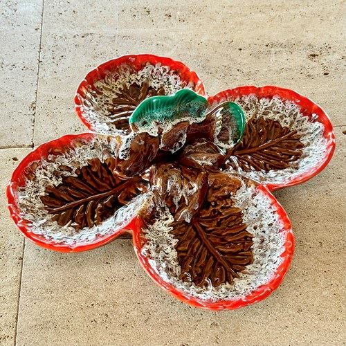 Chic Hand Painted French Ceramic Hors D’Oevre Serving Dish From Vallauris