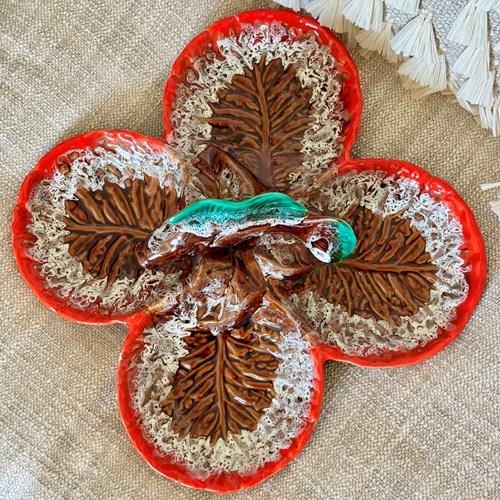 Chic hand painted French Ceramic hors d’oevre serving dish from Vallauris