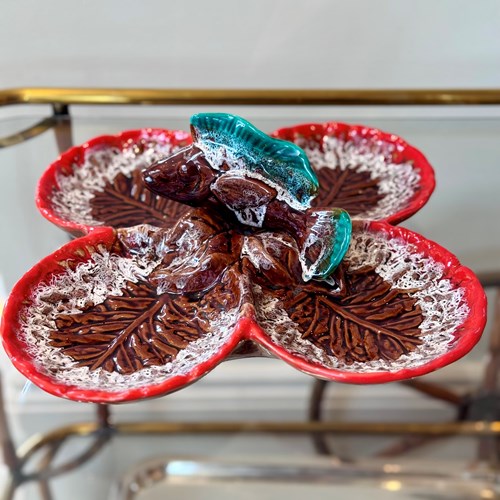 Chic hand painted French Ceramic hors d’oevre serving dish from Vallauris