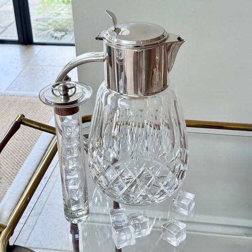 Hand Cut Crystal & Silver Plated Lemonade Cocktail Cooling Jug