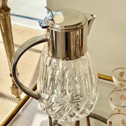 Hand Cut Crystal & Silver Plated Lemonade Cocktail Cooling Jug