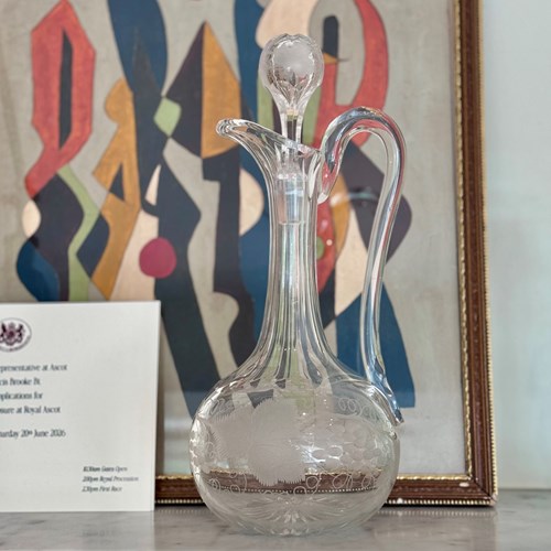 Pretty Engraved Victorian Shaft & Globe Claret Jug Wine Decanter