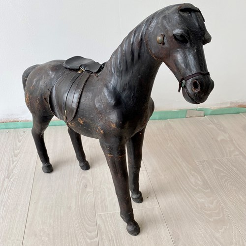 Vintage French Leather Horse 