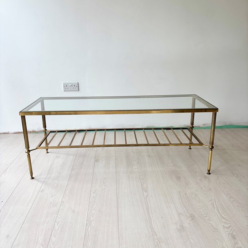 Vintage Brass And Glass Coffee Table
