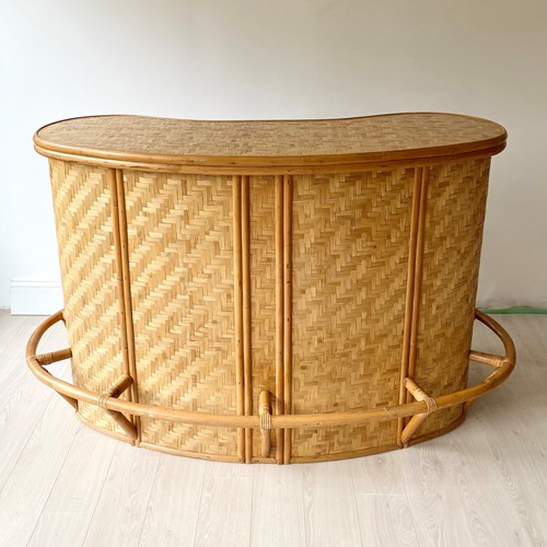 Exceptional Midcentury Bamboo And Rattan Bar Counter