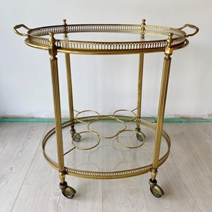 Vintage French Brass Drinks Trolley...