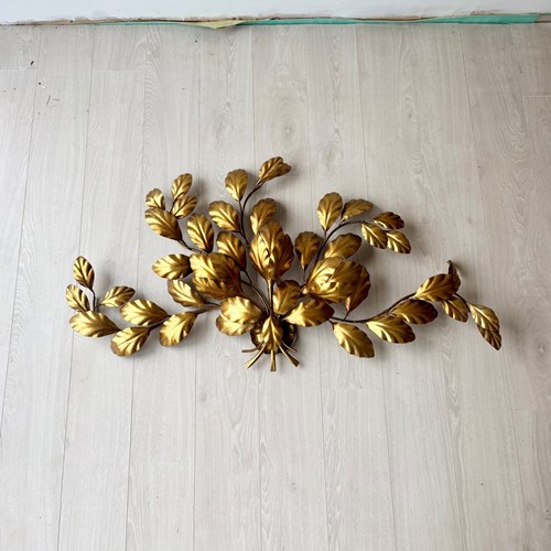 Vintage Hans Kogl Gilt Leaf Wall Sconce 