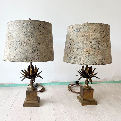 Pair Of Maison Charles Style Agave Table Lamps