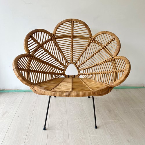 Vintage French Rattan Flower Petal Chair 1950'S