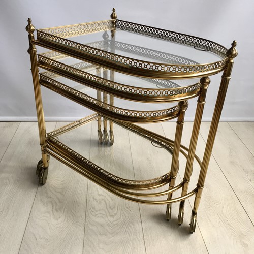 Beautiful Nest Of Vintage Brass Tables/Trolleys