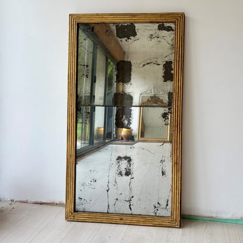 Antique French Gilt Mirror With Split Glass