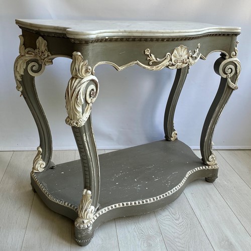 Painted French console with marble top