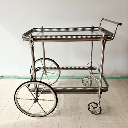 Vintage French Silver Drinks Trolley